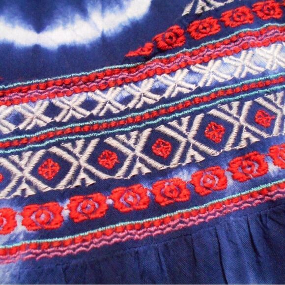 New Directions Weekend Rayon Women 1X Red, White, Blue Tie Dye Sleeveless - Picture 14 of 16